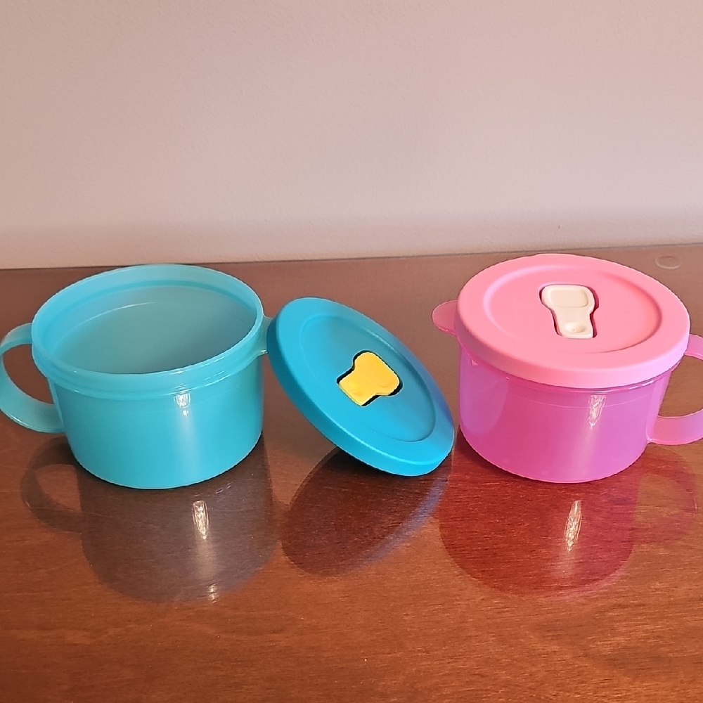 Tupperware Blue and Pink Food Storage Containers